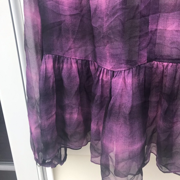 Rebecca Taylor Long Sleeve Shadow Plaid Peplum Top - Picture 4 of 7